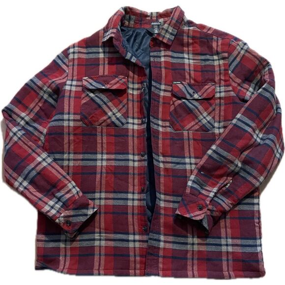 Volcom Red Plaid Work Wear Jacket Men’s Size L - Picture 1 of 6